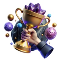 extraordinary rustic Hand Holding Trophy with Realistic Lighting authentic png