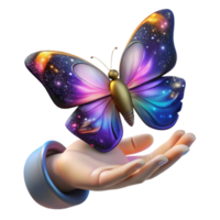 elegant abstract Hand Reaching for Butterfly with Colorful Wings Cutout high quality png