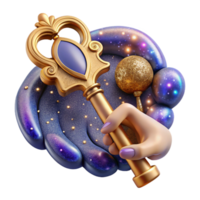 impressive rustic Hand Reaching for Key with Intricate Design Cutout original png