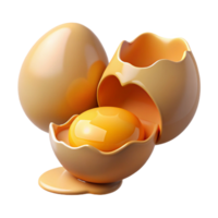 beautiful classic A cracked eggshell with yolk spilling out, detailed png