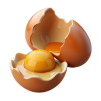 wonderful artistic A cracked eggshell with yolk spilling out, 4K png