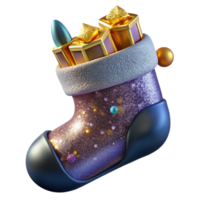 elegant rustic Holiday Stocking with Gifts Inside Transparent Cutout high quality png