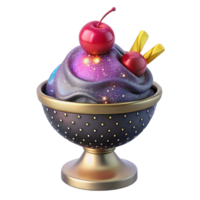dramatic rustic Ice Cream Sundae Cutout with Toppings and Cherry and Isolated Background authentic png