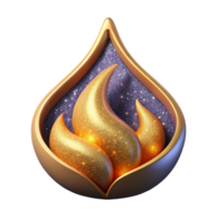 serene traditional Isolated Flame Icon with Shadow high resolution png