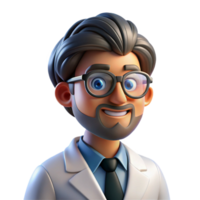 stunning contemporary Portrait of a curious scientist with lab goggles and a thoughtful expression, illuminated by the glow of a microscope, in a scientific, illustrative style detailed png