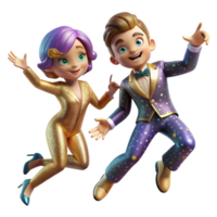dramatic artistic Joyful Jive Dance Duo Isolated with Dynamic Angle detailed png