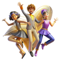 extraordinary abstract Joyful Jive Dance Trio Transparent with Dynamic Angle high resolution png