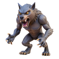 magnificent rustic A snarling werewolf, mid-transformation, claws bared genuine png