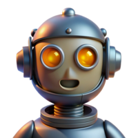 stunning classic Retro-futuristic robot head with glowing eyes premium png