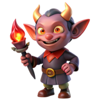 vibrant creative A mischievous imp, holding a small, burning torch high resolution png