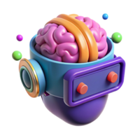serene artistic A brain-computer interface connecting a human mind to a virtual world, vibrant and colorful, cyberpunk style high resolution png