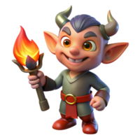 beautiful minimalist A mischievous imp, holding a small, burning torch high quality png