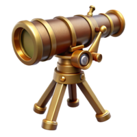 wonderful rustic Steampunk telescope with brass lenses and a wooden tripod mount tripod not included professional png