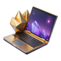 elegant classic Laptop Computer with Blank Screen Angled View Transparent Background authentic png