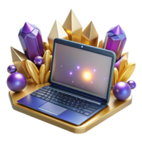 magnificent rustic Laptop Computer with Blank Screen Angled View Transparent Background exclusive png