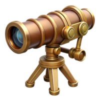 extraordinary minimalist Steampunk telescope with brass lenses and a wooden tripod mount tripod not included high quality png
