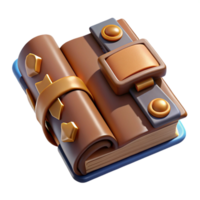 wonderful rustic An ancient, leather-bound spellbook, open to a page of runes detailed png