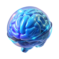 elegant contemporary A holographic projection of a human brain rotating in space, wireframe rendering, cool blue lighting original png