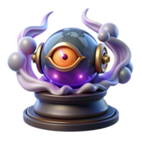 impressive traditional A mysterious oracle with glowing eyes, gazing into a crystal ball, surrounded by swirling smoke. Art Deco style high quality png