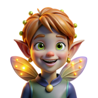 extraordinary vintage Portrait of a mischievous pixie with iridescent wings and a playful grin, illuminated by glowing fireflies, in a whimsical, fairytale style professional png