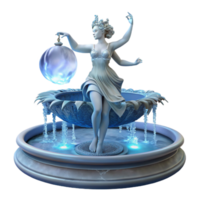 extraordinary modern A graceful water nymph, dancing in a moonlit fountain, surrounded by cascading water, lit by the moonlight, in a Baroque style high resolution png