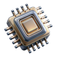 impressive vintage A close-up of a microchip with intricate circuitry, metallic textures and reflections, photorealistic style high quality png