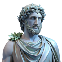 vibrant creative A stoic, marble statue of a Greek god, with chiseled features and draped robes, partially covered in creeping vines, lit by a single beam of moonlight. Neoclassical style authentic png