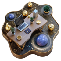 wonderful rustic Modern Office Desk Top View Workspace Transparent Background high quality png