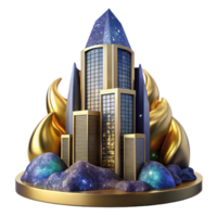 vibrant contemporary Modern Skyscraper Building Low Angle Cutout Element authentic png