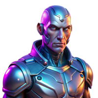 beautiful traditional Portrait of a powerful cyborg with metallic implants and a piercing gaze, illuminated by neon lights, in a futuristic, cyberpunk style professional png