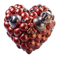 serene artistic A swarm of nanobots assembling a human heart, metallic textures and subtle reflections, biopunk style high resolution png