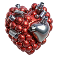 wonderful vintage A swarm of nanobots assembling a human heart, metallic textures and subtle reflections, biopunk style detailed png