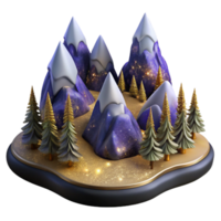 serene artistic Mountain Range with Pine Trees Isolated Element genuine png