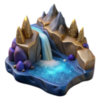 extraordinary traditional Mountain River with Waterfall Isolated Transparent Background genuine png