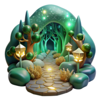 impressive abstract Mystical Forest Path Cutout with Soft Green Lighting professional png
