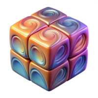 extraordinary abstract A Rubik's Cube with swirling colors and glowing edges, high quality png