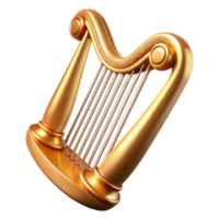 serene minimalist A golden harp, with strings shimmering professional png