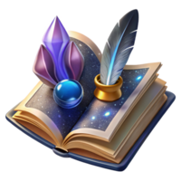 impressive rustic Open Book with Blank Pages and Quill Pen Transparent Background high quality png