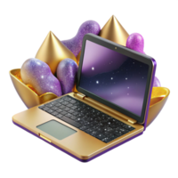 vibrant rustic Open Laptop with Blank Screen Isolated on Transparent Background exclusive png