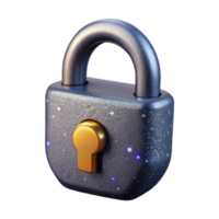 dramatic minimalist Open Padlock Front View Isolated Transparent Background png