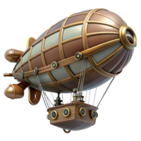 magnificent traditional Steampunk zeppelin miniature with detailed gondolas and propellers original png