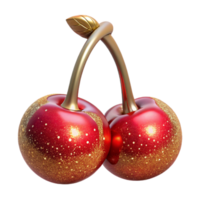 vibrant abstract Pair of Red Cherries Stem Up Cutout detailed png