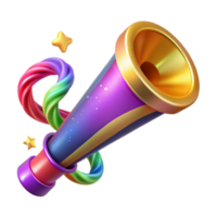 vibrant traditional Party Blower with Colorful Fringe Isolated Element high quality png