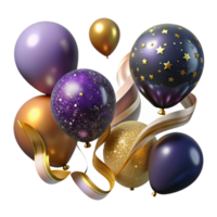 extraordinary creative Party Decorations Streamers and Balloons Transparent Background authentic png