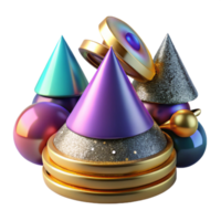 serene minimalist Party Hats Stacked Together Multicolored Transparent Background exclusive png