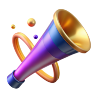 serene minimalist Party Horn with Colorful Streamers Isolated Element high resolution png