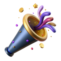 wonderful abstract Party Horn with Confetti Burst Transparent Background high resolution png