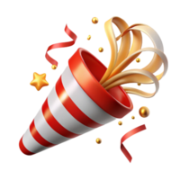 magnificent traditional Party Popper with Streamers Red and White Transparent Background high resolution png