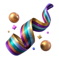 impressive abstract Party Streamers with Colorful Stripes Transparent Element exclusive png