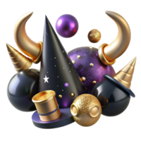 vibrant modern Party Supplies Horns and Hats Transparent Background high resolution png
